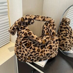 Leopard Print Faux Fur Handbag